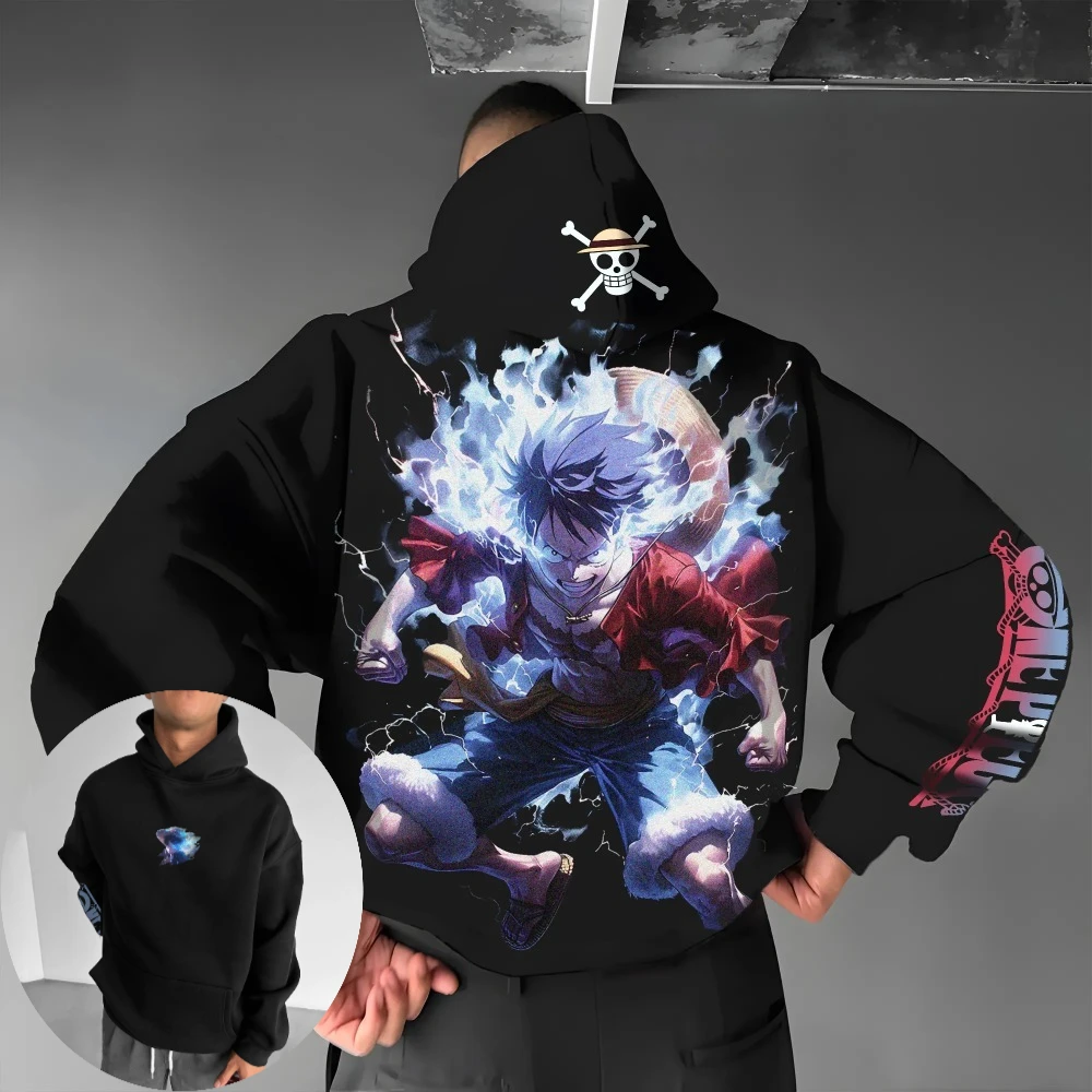 

ONE PIECE Men's Hoodie Sweater Monkey D. Luffy Anime Fashion Trend 2025 Autumn/Winter Print 100% Pure Cotton Loose Hoodie