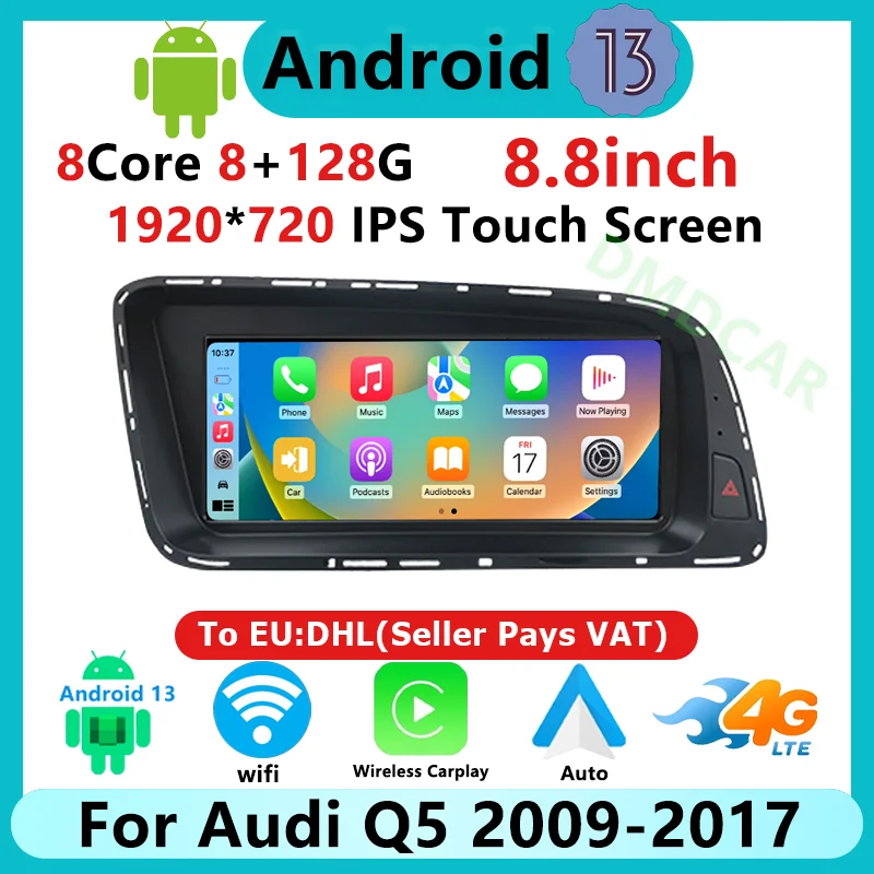 

Factory Price 8.8" 8 Core Android 13 Radio Wireless Carplay For AUDI Q5 2009-2017 Car Multimedia Video Player GPS Navigation