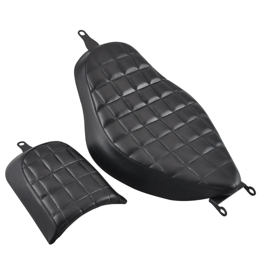 Motorcycle Synthetic Leather Solo Rider Passenger Seat Two-Up Seat For Harley Sportster XL 883 1200 Iron 883 Low XL883L