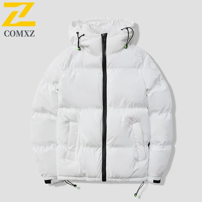 

COMXZ New Cotton Jacket Men Classic Hooded Collar Outdoor Climbing Windproof Coat Casual Streetwear Style Warm Winter Parka