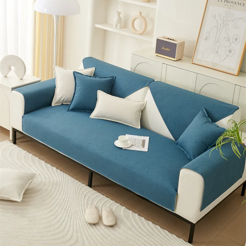 1PC Sofa Cushion Cover Solid Color Technology Waterproof Urine Barrier Universal in All Seasons Non-slip Anti-cat Scratch