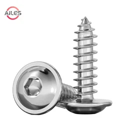 M3 M4 M5 M6 M8 Button Head with Pad Hexagon Socket Self Tapping Screws Round Head wiith Gasket Screws 304 Stainless Steel