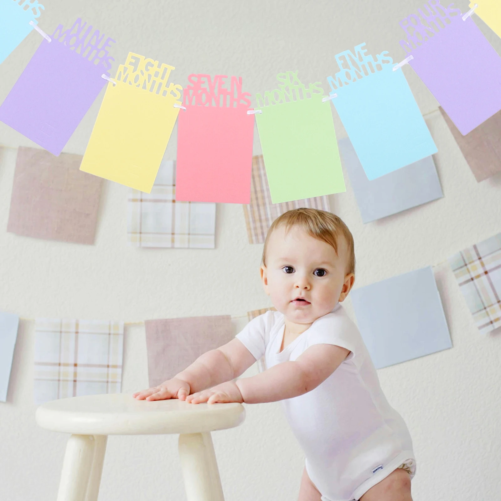 

Colorful Photo Frame Garland Banner for Baby 1st Birthday Decorations Hanging Bunting Paper Year Photos Special Occasions