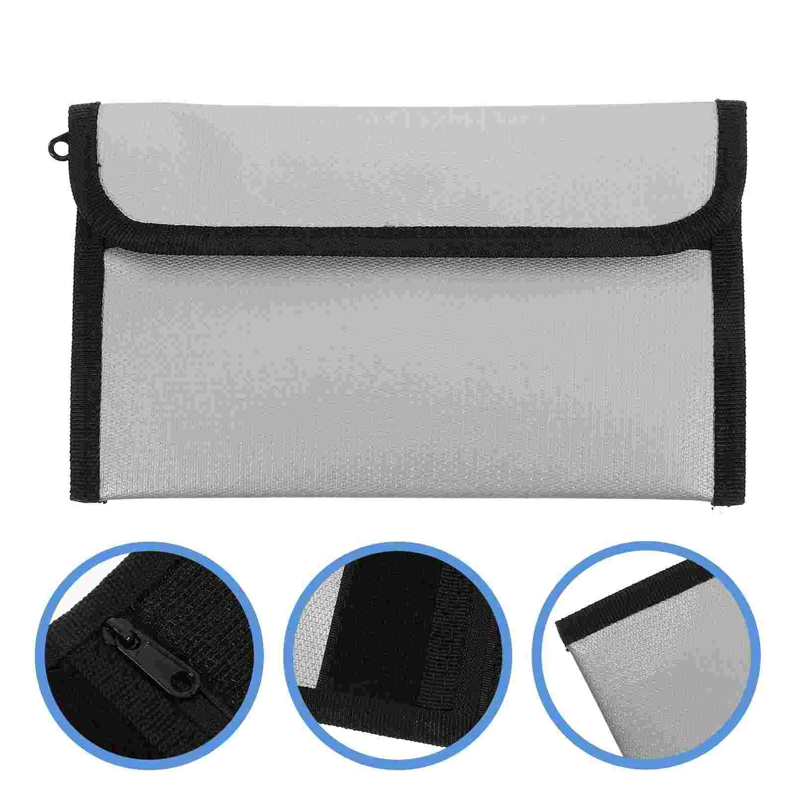 Fireproof and Waterproof Document Bag Zippered Pouch Resistant Multipurpose Legal