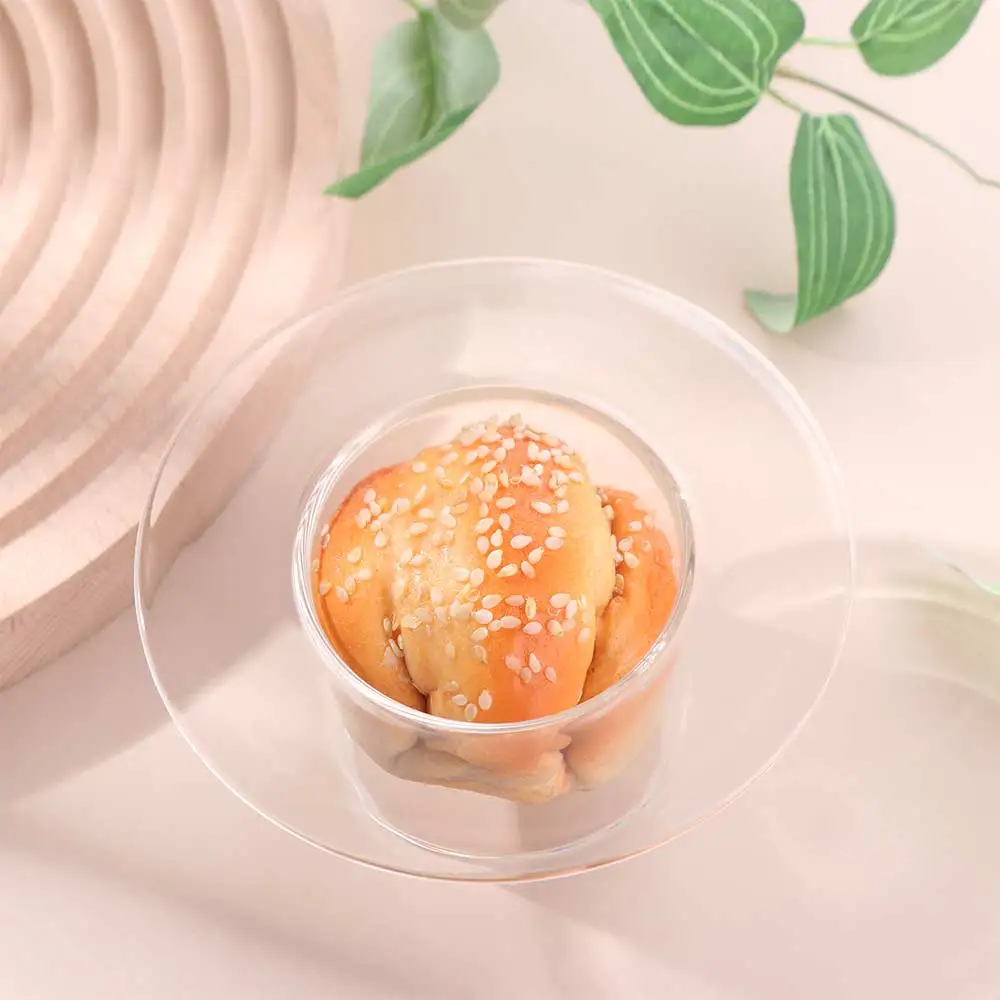 Multifunctional Transparent Glass Bowl Decorative Household Yogurt Bowl Straw Hat Shaped Fruit Salad Plate Milk Water