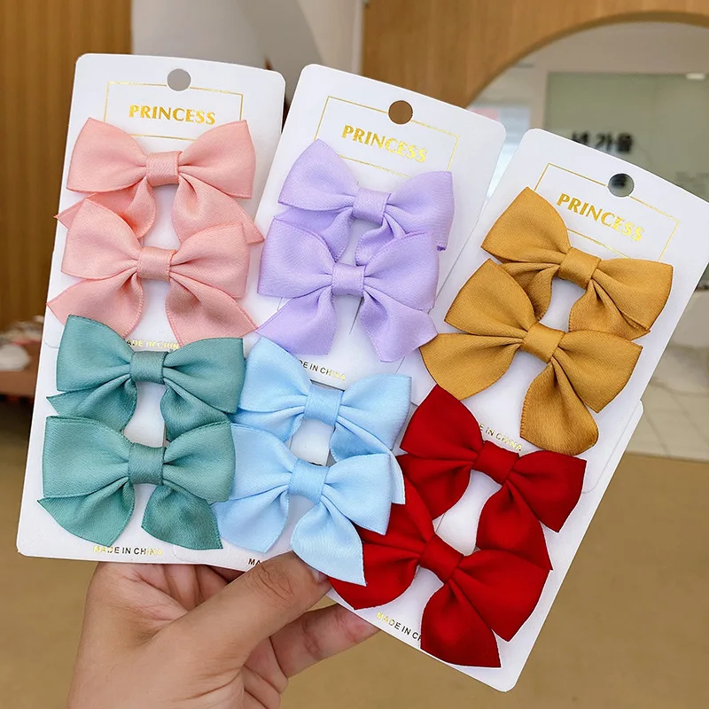 New Bow Headgear Sweet Little Girl Hair Accessories Cute Summer Girls Net Red Clips Baby Hairpins Children Hair Clips Gifts