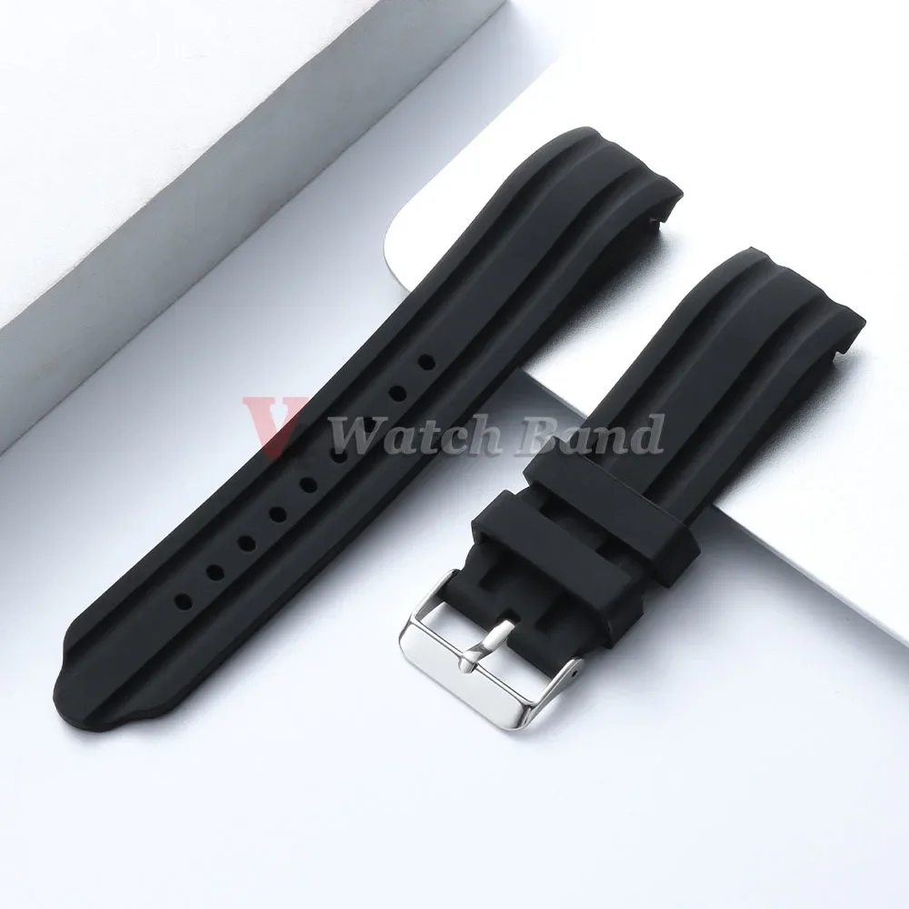 18 20 22 24mm Dickes Weiches Silikon-Gummi Gebogenes Armband mit Gebogenem Ende Silikon-Uhrenarmband Sport Wasserdichtes Handgelenkband Zubehör – Detail 5