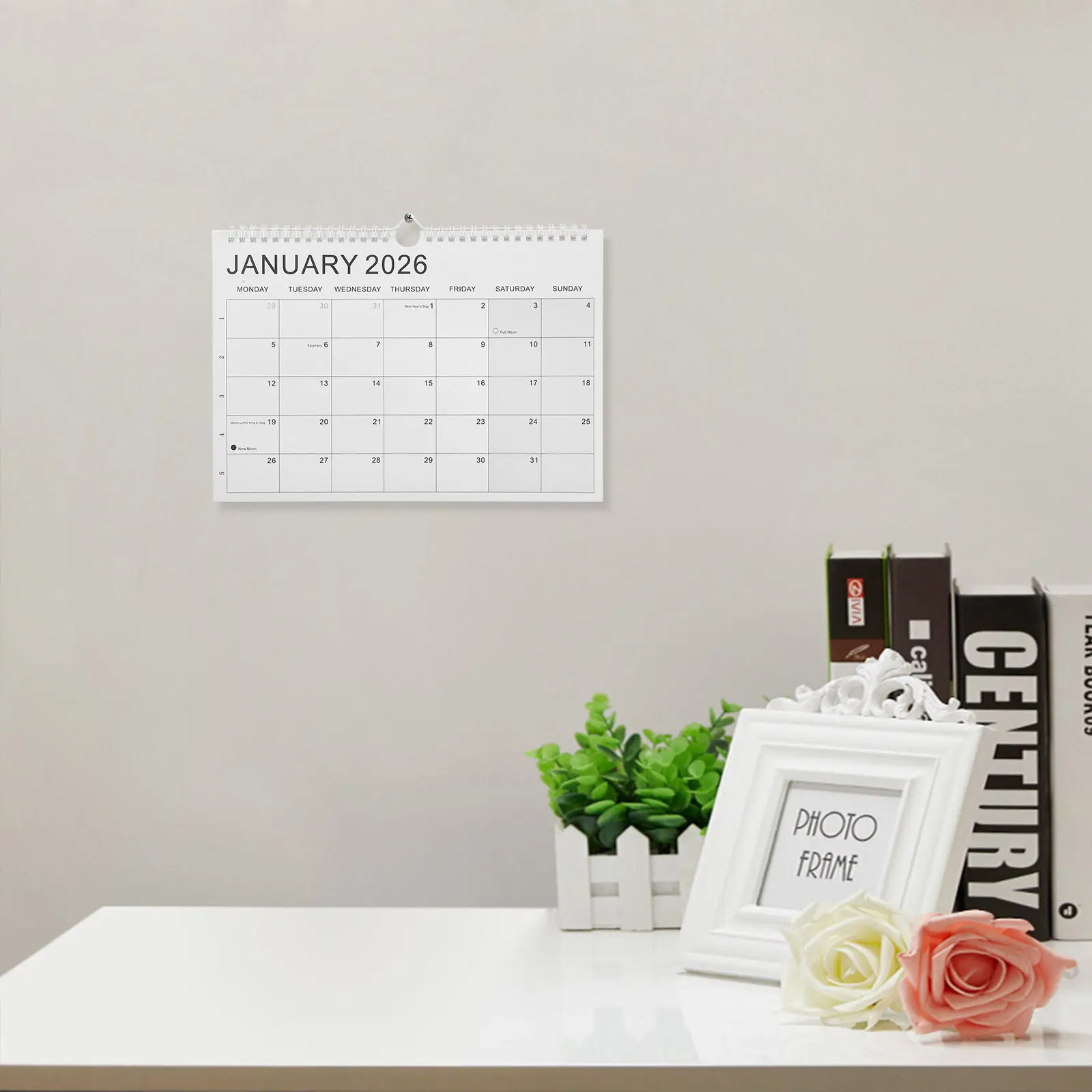 

Wall Calendar 2026 Spiral Bound 18 Month Large Monthly Blocks Academic Family School Office Planner Calendar Holiday Reference