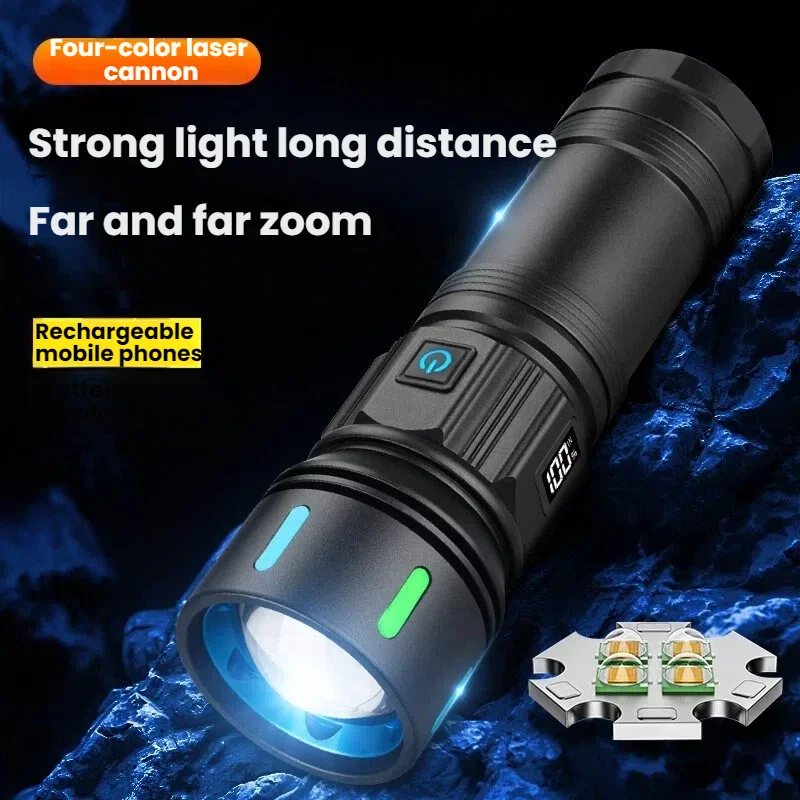 High Power LED White Light Flashlight Zoomable Rechargeable Waterproof Aluminum Alloy Torch Outdoor Camping Fishing