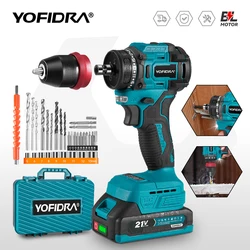 YOFIDRA 2-in-1 Borstelloze Elektrische Schroevendraaierhamer Draadloze Boormachine Impact Multifunctionele Krachtige Tool voor Makita 21V Accu