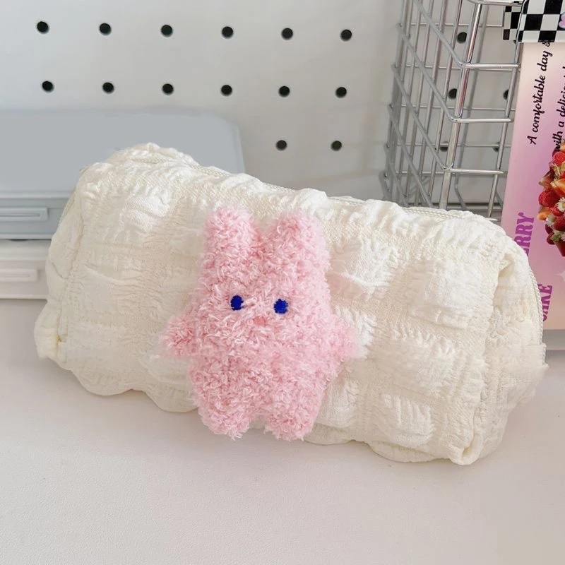 Kawaii Cute Cartoon Rabbit Plush Pencil Case Creative Lovely Bunny Hairy Pen Bag For Kids Gift School Stationery