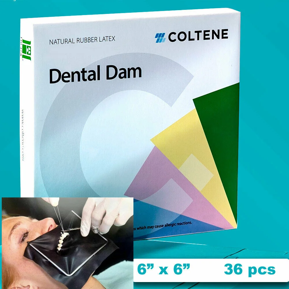 36pcs/Box Dental Rubber Dam Sheet Natural Latex Rubber barrier Dams 6*6