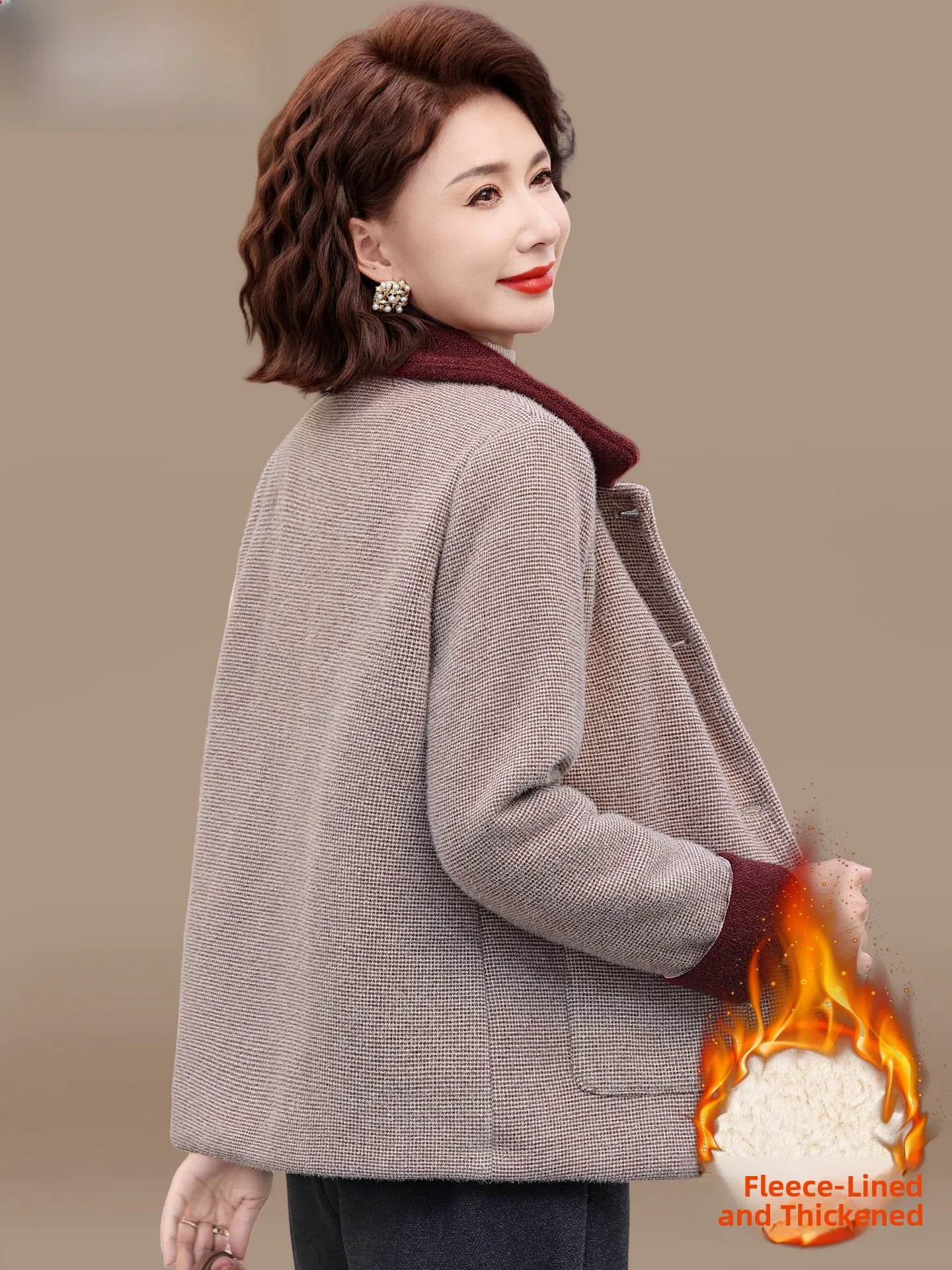 

Теплое шерстяное пальто из искусственного меха норки для женщин среднего и старшего возраста, зимняя верхняя одежда из хлопка