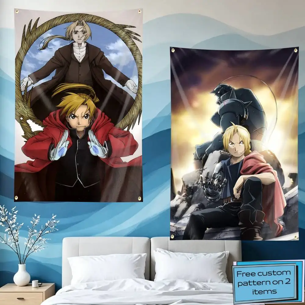 FMA-B Anime FULLMETAL ALCHEMIST Flag Tapestry Banner for Bedroom Living Room Outdoor Camping Custom Supported