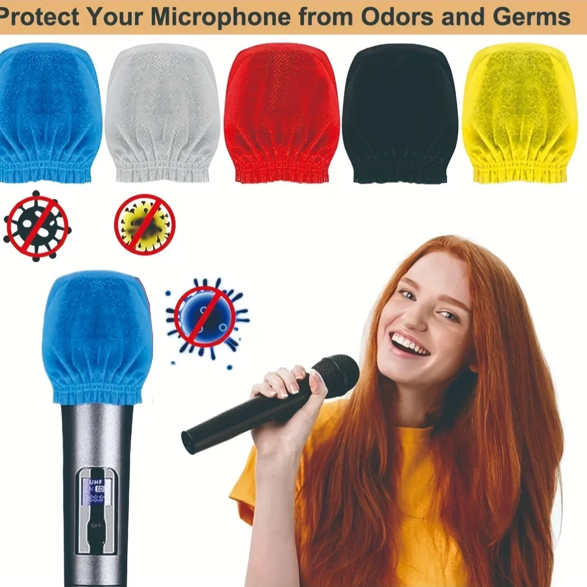20 Pcs Disposable Polyester Microphone Windscreen Covers, Breathable Dust-Proof Sound Permeable Mic Covers