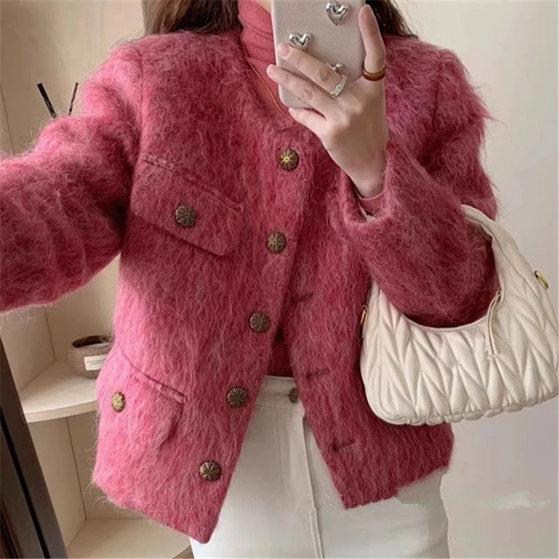 2025 Winter New Down Korean Jacket Fashion Temperament High Sense Warm Plush Woolen Jacket Women's High Street Leisure Coat