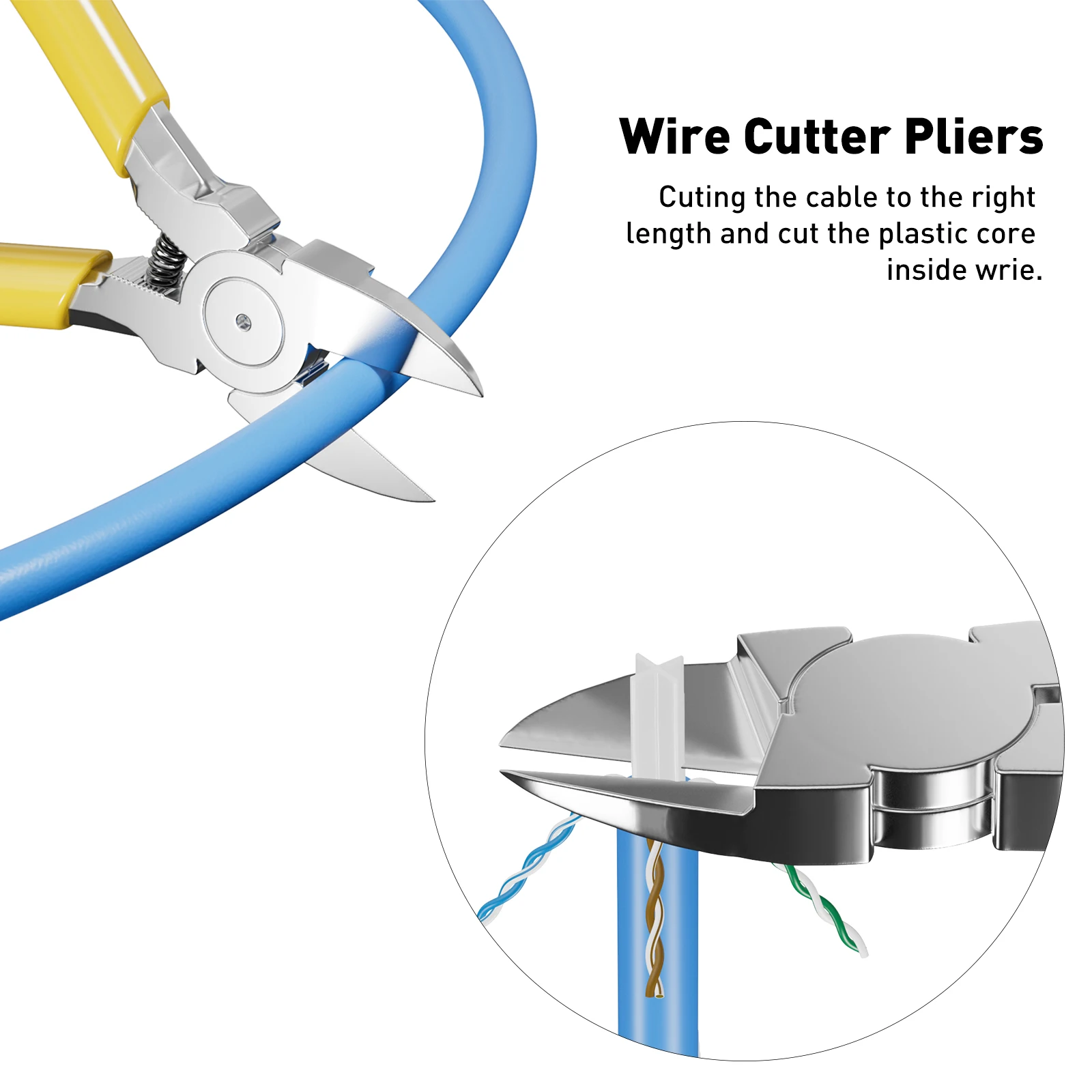 ZoeRax 8 in 1 RJ45 krimpgereedschapsset, crimpergereedschap, kabeltester, draadknipper, messen, 50 stuks Cat 6 connectoren en trekontlastingslaarzen