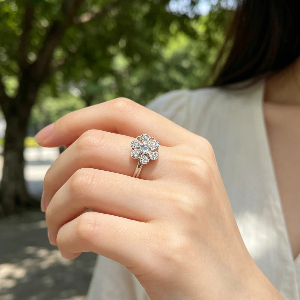 Elegant Flower Cz Ring For Women Daily Casual Office Work Bridal Party Anniversary Valentine's Day Mother's Day Jewelry Gift