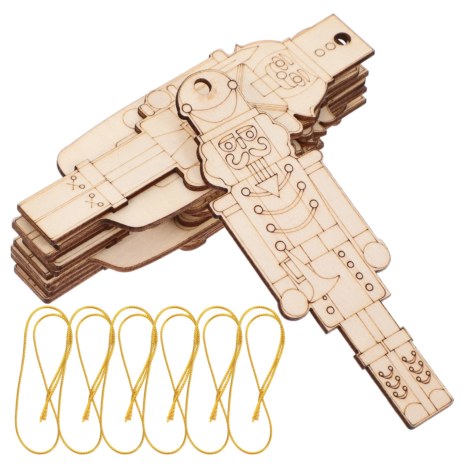 

12Pcs Christmas Wooden Nutcracker Cutouts Unpainted Xmas Tree Decorations DIY Hanging Wood Chips Crafts Smooth Surface