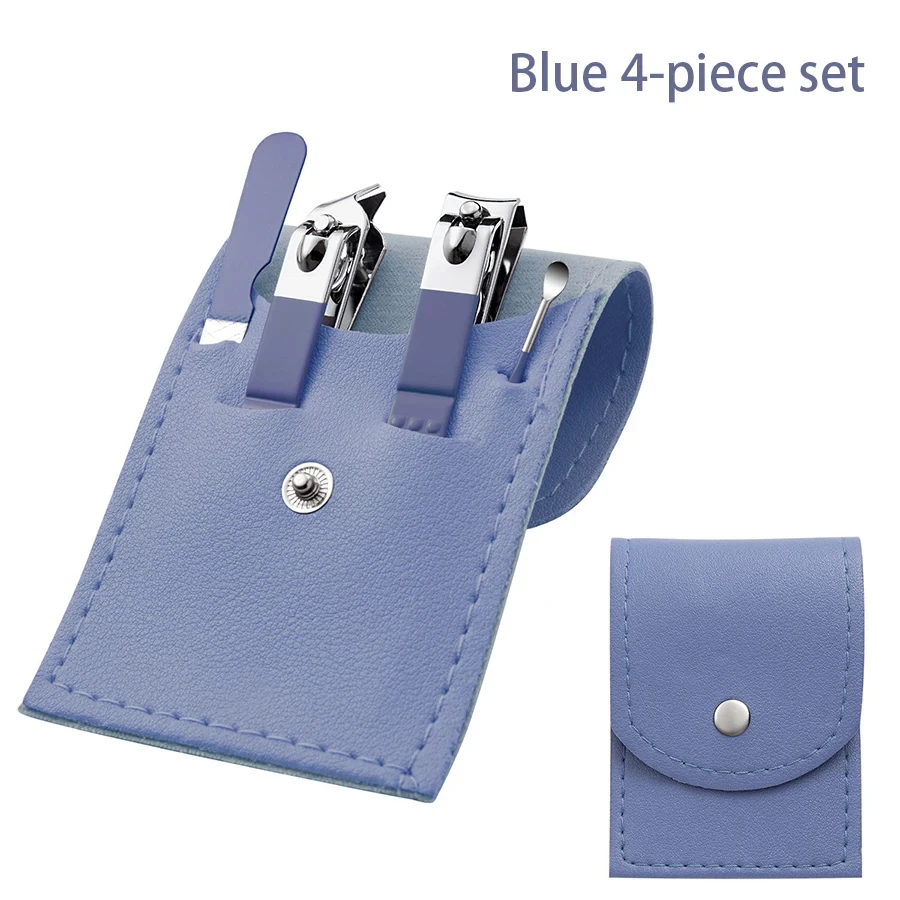 Aço inoxidável Nail Clippers Set, Ferramenta Manicure, Portátil Diagonal Nail Clippers, Orelha Escavando Colher, Kit Manicure, 4Pcs