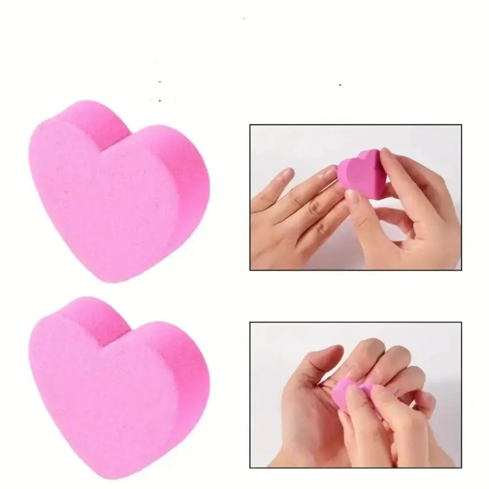 10 pièces mignon lime à ongles rose et noir coeur forme blocs de polissage Kit éponge double face lime à ongles blocs tampon limes de ponçage