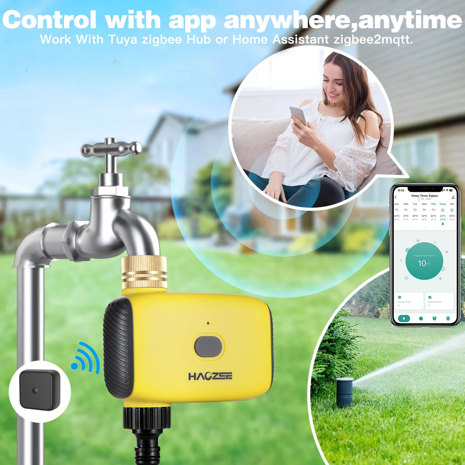 Tuya Smart Zigbee Watering Timer Automatic Drip Irrigation Controller Smart Water Valve Garden Automatic Watering System