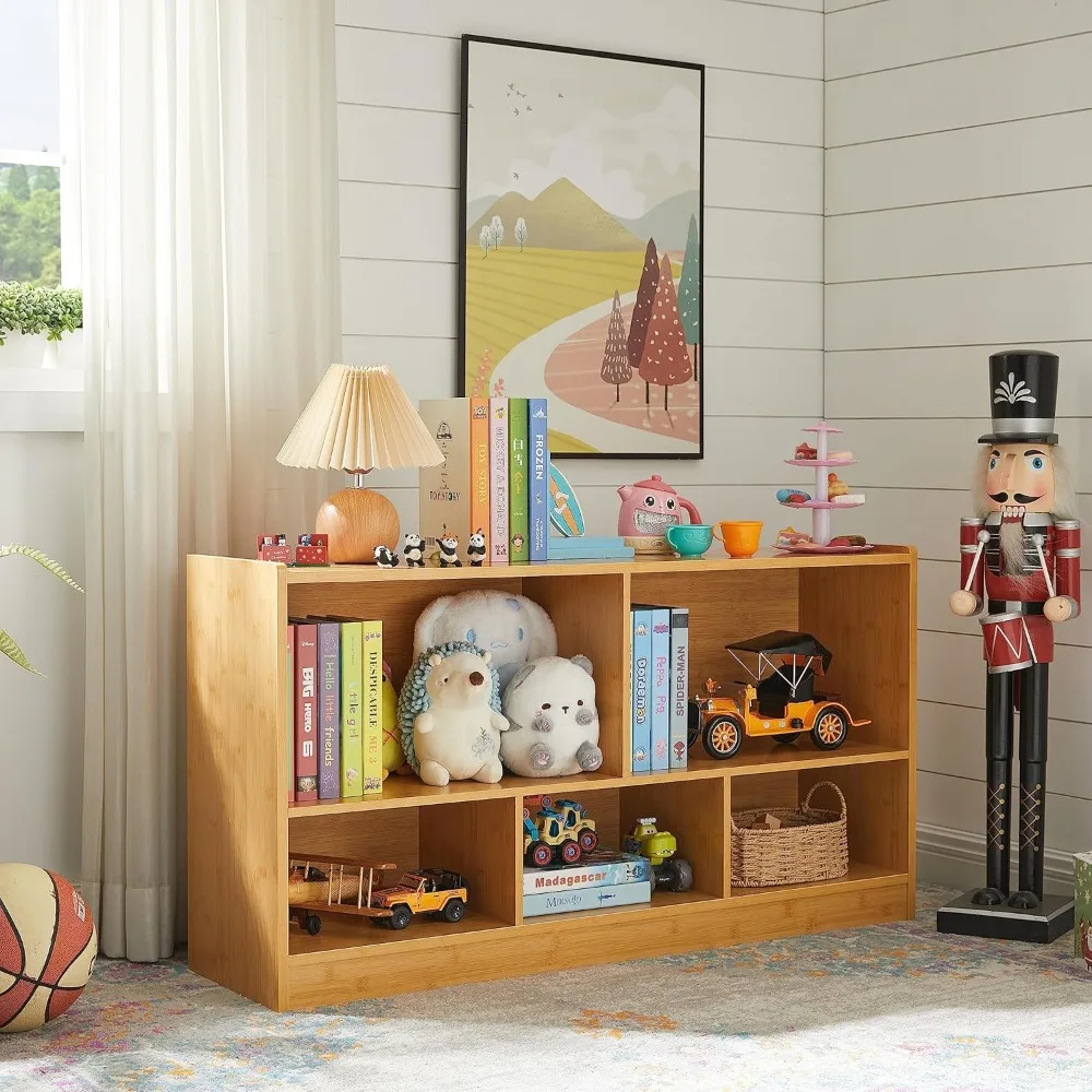 Organisateurs de jouets et rangement, étagère à 5 sections pour enfants pour organiser les jouets de nettoyage, armoire de rangement en bois pour chambre d'irritation à l'école