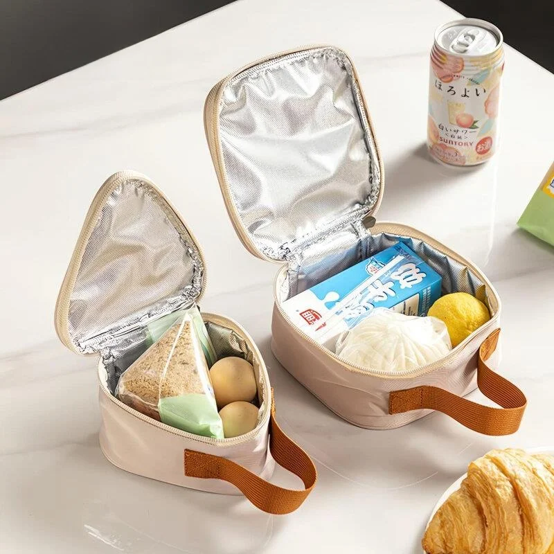 ポータブル朝食バッグミニ三角形断熱ランチバッグかわいい高美的価値小型手持ち保温バッグ