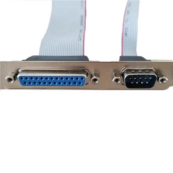 DB25 25Pin Parallel Port Printer LPT + RS-232 RS232 COM DB9 9Pin Serial Cable Cord Wire Bracket 30cm