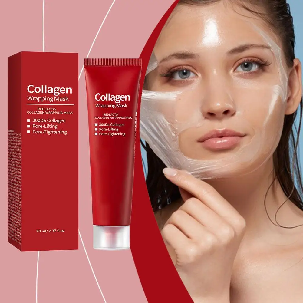 70ml Collagen Peel-off Mask Red Collagen Wrapping Mask Facial Mud Deep Cleaning Moisturizing Deeply Hydrate Woman Night Care