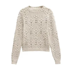 UNIZERA Autumn/Winter New Product Style Casual Women's Fashion Versatile Ball Decoration Knitted Sweater