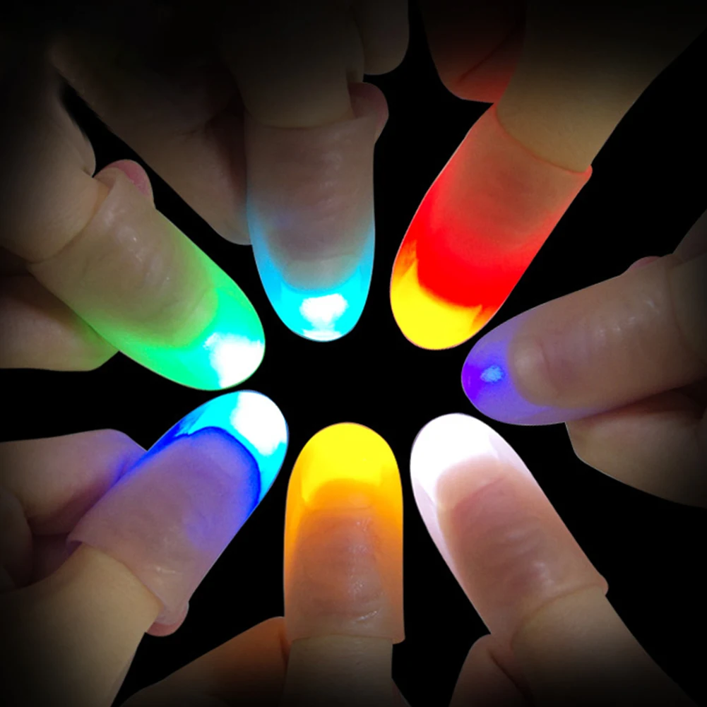 Blue Light Led Flashing Fingers Halloween Party Toys Magic Thumbs Light Toys for Adult Magic Trick Props for Children