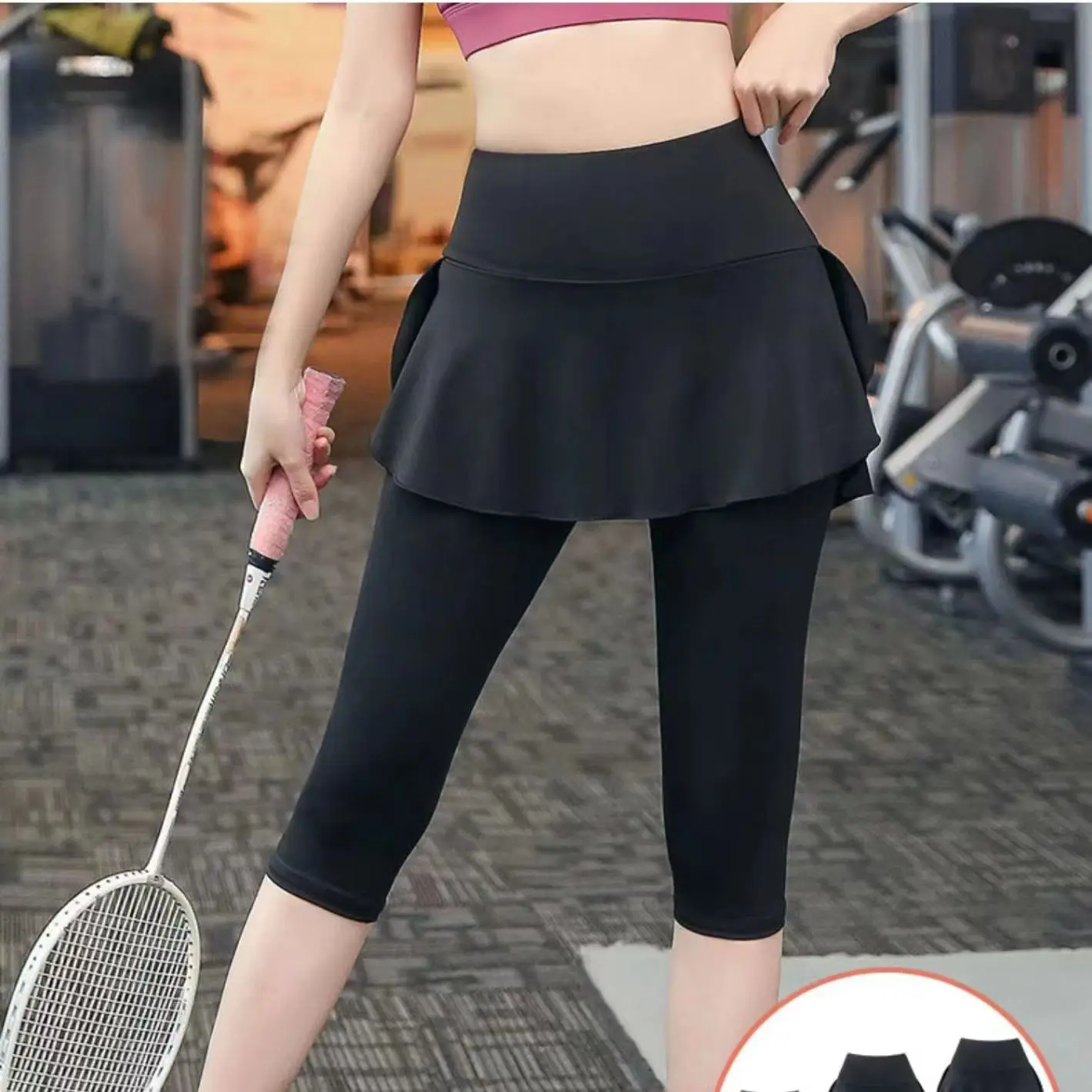 大きいサイズのヨガパンツオープンクロッチパンツ女性の偽二枚脂肪MM春と夏のフィットネスパンツ薄い緩いスウェットパンツ