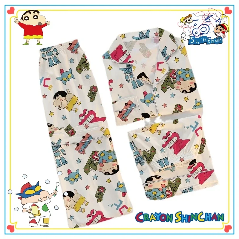 Sommer Cartoon Pyjam Buntstift Junge Schienbein C-Chan Frühling und Herbst nach Hause Kleidung bequeme trend ige Mode Student Pyjama Set Geschenk