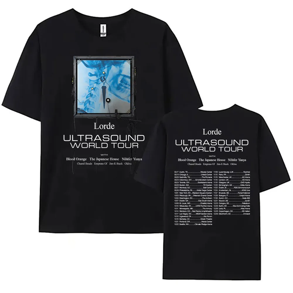 Camiseta Lorde Ultrasound World Tour 2026, camisetas de algodón de manga corta de verano, camiseta informal de moda con cuello redondo para mujer, ropa gráfica