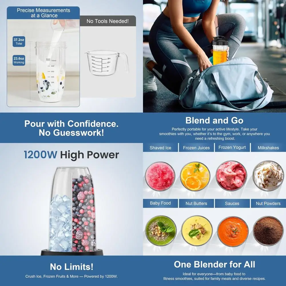 

Высокоскоростной блендер 25 000 об/мин с 3 размерами чаш для измельчения льда, приготовления смузи и многого другого