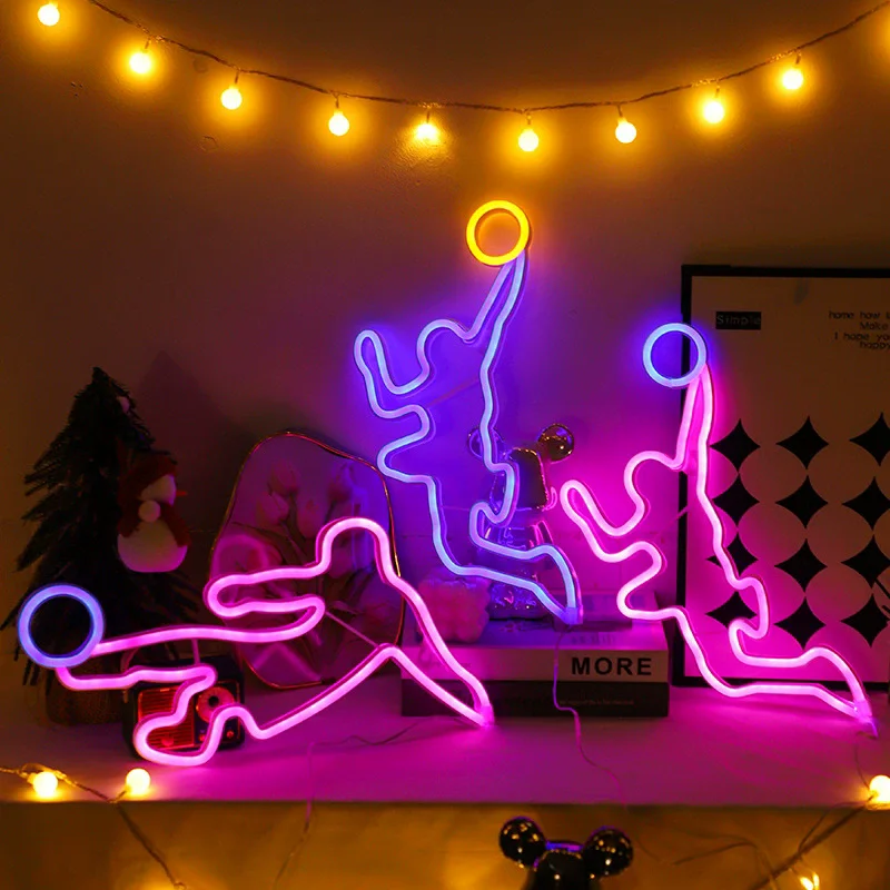 Fußballspieler-LED-Neonschild, Sport-Fußball-Neonlicht Wanddekoration, USB- und Batteriebetriebene Neonlampe für Schlafzimmer und Spielzimmer – Detail 2