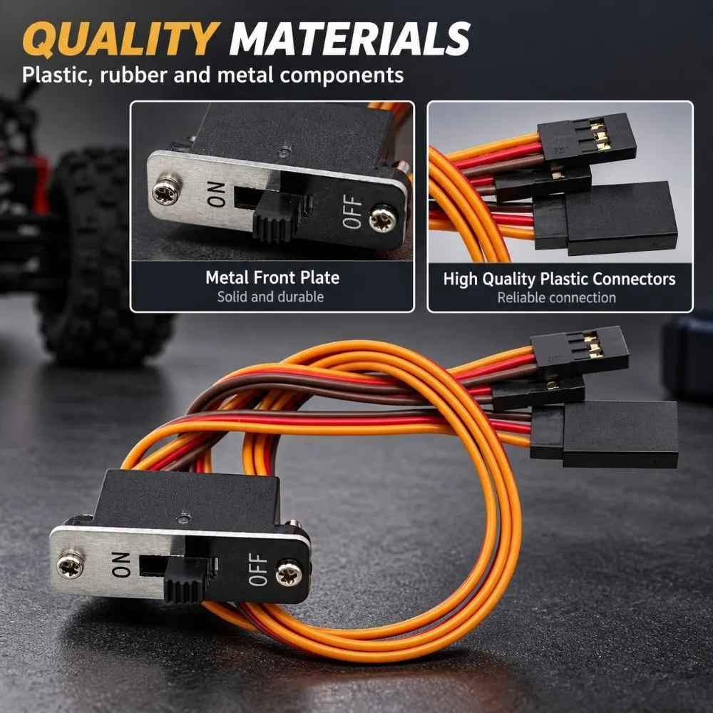 Brown Red Orange JR Connector 250mm Plastic Medium Aluminum Shell Switch Heavy Duty RC Aluminum Power Switch For RC Airplane