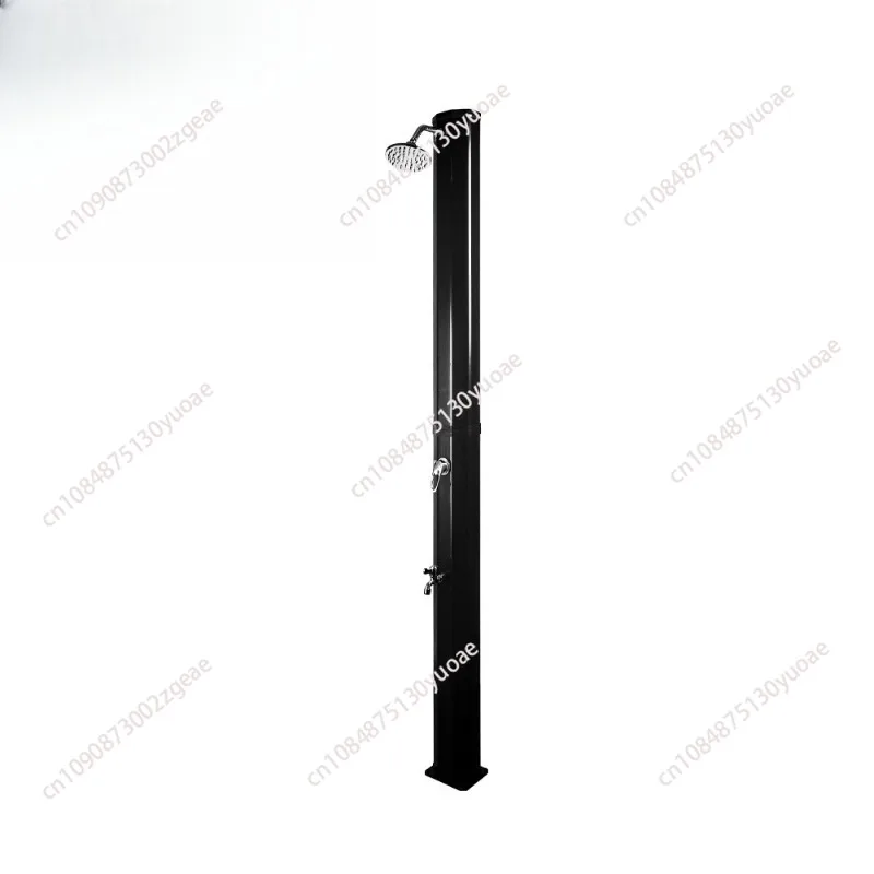 Ducha solar al aire libre negra de PVC para jardín, ducha solar para piscina al aire libre