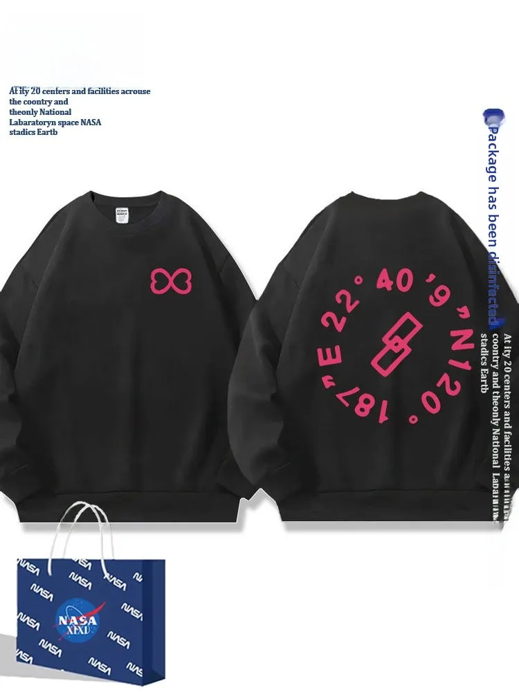 ALin Concert Hoodie ex Outono Inverno Fce Forrado Suporte Casacos Loose Fit Longo Sve redondo Ne Coreano Sle Polyest...