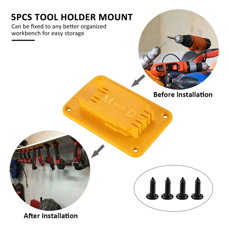 5 Packs Tool Holder Mount For Milwaukee M18 Tool,Also Fit For Dewalt 20V, 12V Drill Holder,Hanger