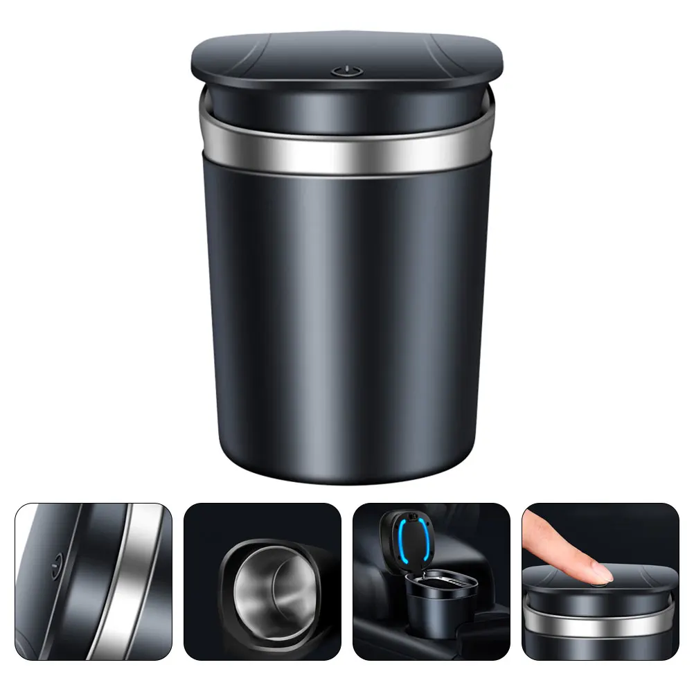 

Car Ashtray LED Stainless Steel Container Lid Light for Vehicle Cigarette Holder Easy Clean Stylish Ash Tray Airtight Design