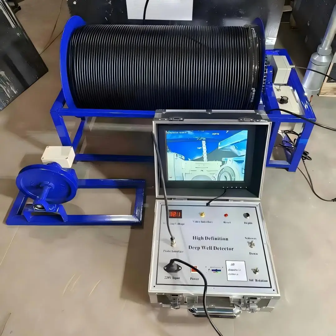 HD Rotating Downhole Camera With Accurate Depth Counting Pulley Waterproof Borehole Inspection Camera Deep Well Video System
