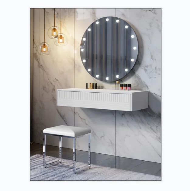 

Simple Design Smart hang Dresser Table Wall Mounted Dressing Table with 2 Drawers Makeup Tablepromote sales