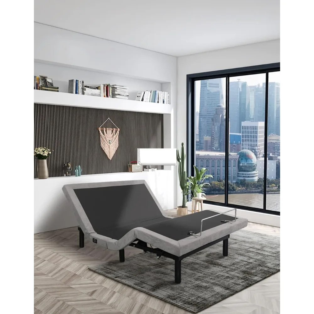 

Bed, Adjustable Beds Base with Dual USB Charger, Wireless Remote Control, and Dual Massage, 95 Pounds, Bed
