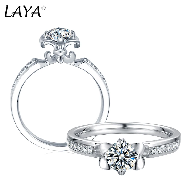 

LAYA Moissanite Engagement Rings 0.5CT 1CT Brilliant Diamond Ring Sterling Silver Wedding Band For Women Anniversary Jewelry