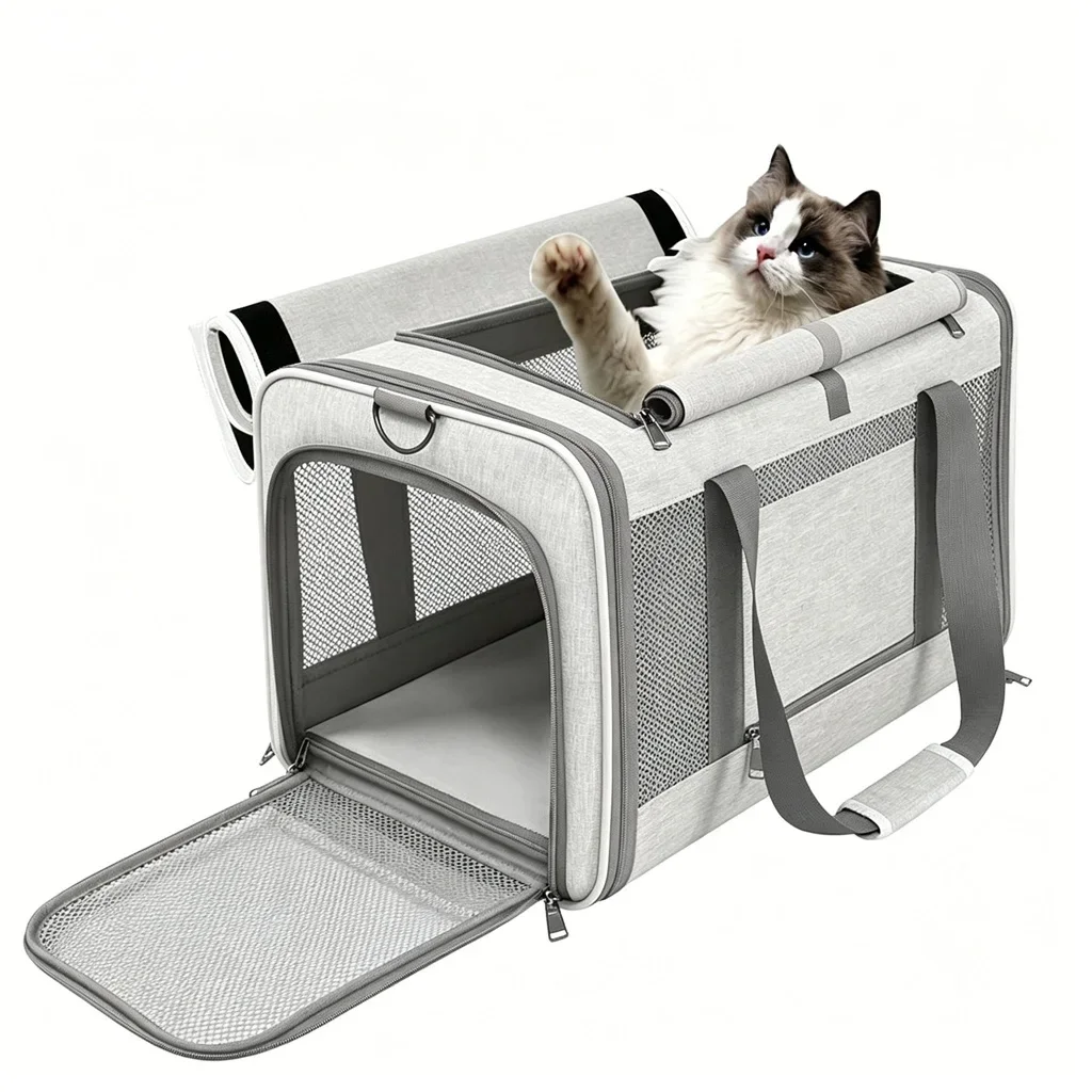 Cat Carrying Case Pet Dog Travel Carrier Soft-Sided Cat Bag Airline Approved Collapsible Cat Carrier Dog Carrier for Dogs & Cats