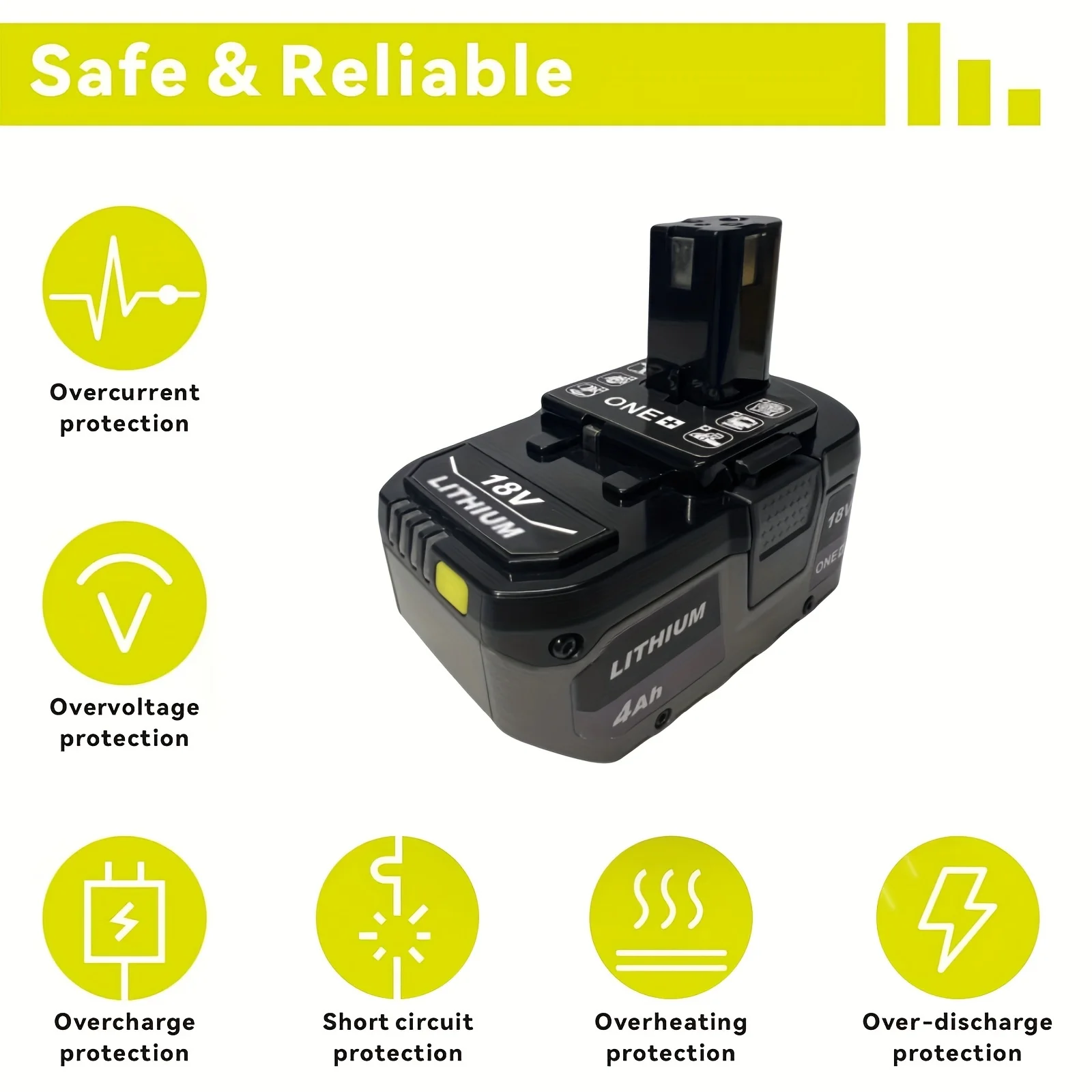 2Pack The New RYOBI 18V Is Suitable For LiYouBi BPL1820 P108 P109 P106 RB18L50 RB18L40 Lithium-ion Battery 4.0Ah