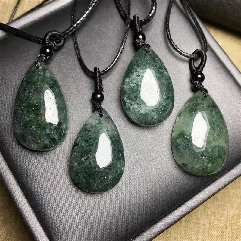 Natural Green Garden Quartz Teardrop Pendant Crystal Polishing Exquisite Girl Jewelry Healing Fengshui Stone Gift 1PCS