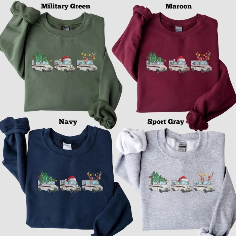 

Рождественский свитшот для почтового работника, толстовка для офисного грузовика, рождественский подарок, рождественский почтовый грузовик, милая почтовая переноска, уличная одежда